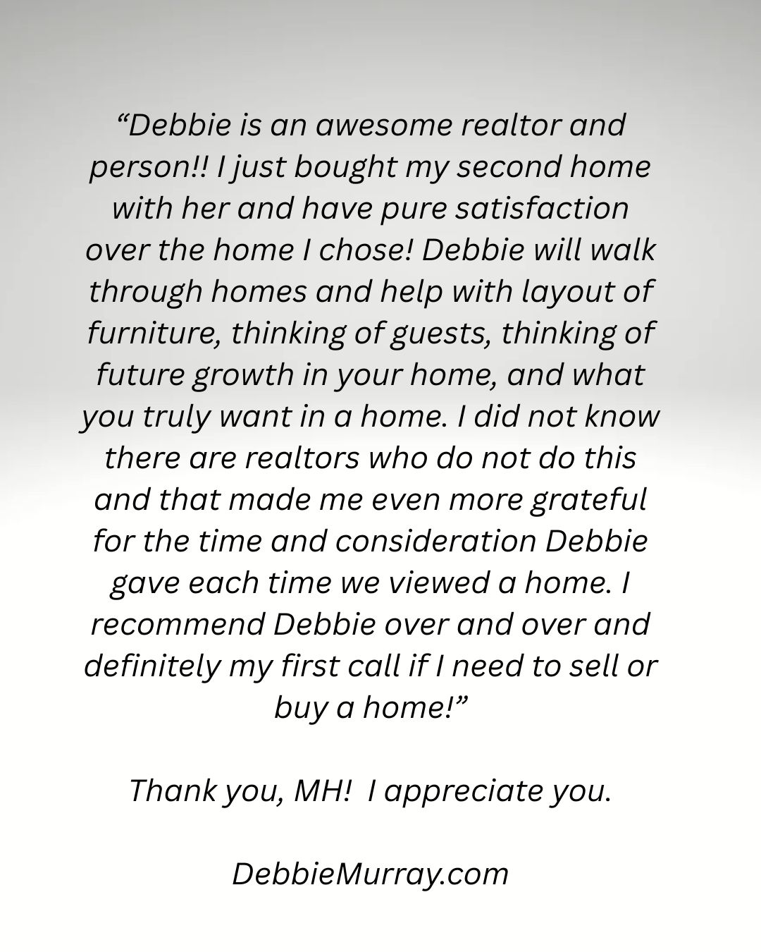 Client Testimonial For Debbie Murray